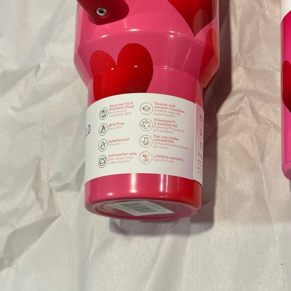Stanley Rouge Heart Gradient Bundle 40oz Quencher, 16oz Aero Light, Straw Charms - Picture 9 of 11